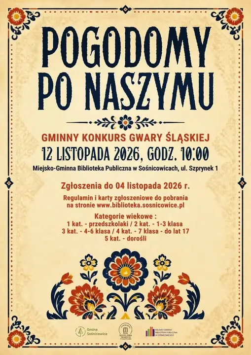IX Gminny Konkurs Gwary Śląskiej „Pogodomy po naszymu” w Sośnicowicach – zapisy do 4 listopada