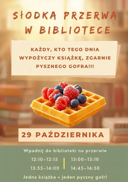Gofr za wypożyczenie książki w bibliotece PZS w Przodkowie