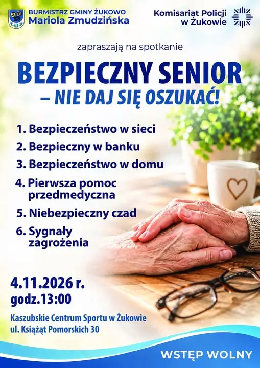 Bezpieczny senior: spotkanie w Żukowie o oszustwach i zagrożeniach