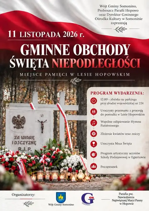 Gmina Somonino zaprasza na obchody Święta Niepodległości w Lesie Hopowskim