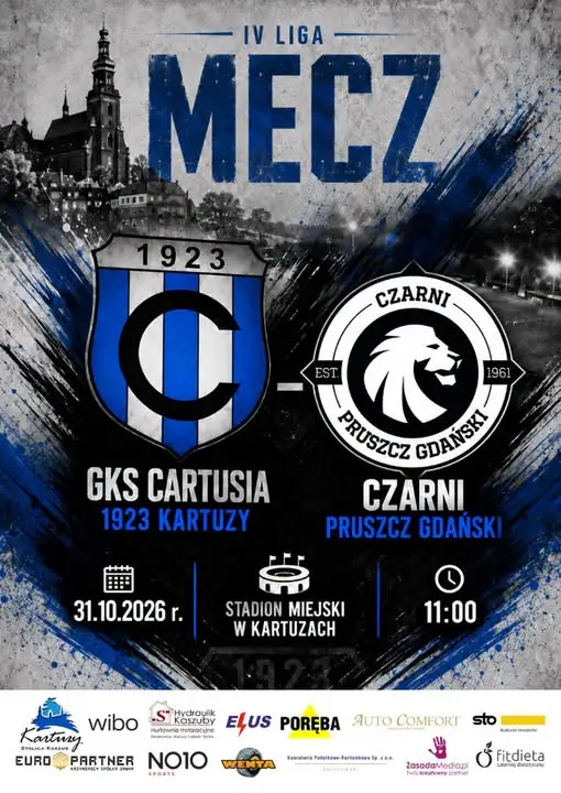 GKS Cartusia 1923 Kartuzy zmierzy się z liderem – Czarnymi Pruszcz Gdański