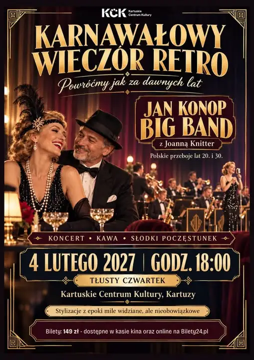 Retro-koncert w Kartuzach: Jan Konop Big Band i Joanna Knitter zapraszają w lutym