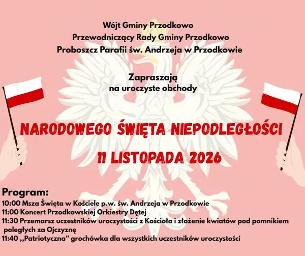 Przodkowo zaprasza na obchody Narodowego Święta Niepodległości 11 listopada 2026